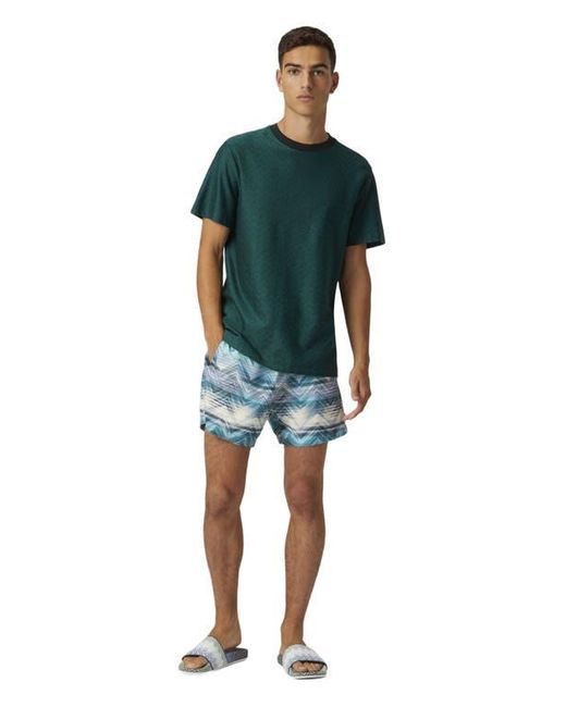 Missoni Blue Swim Shorts With Macro Zig Zag Dégradé Print for men