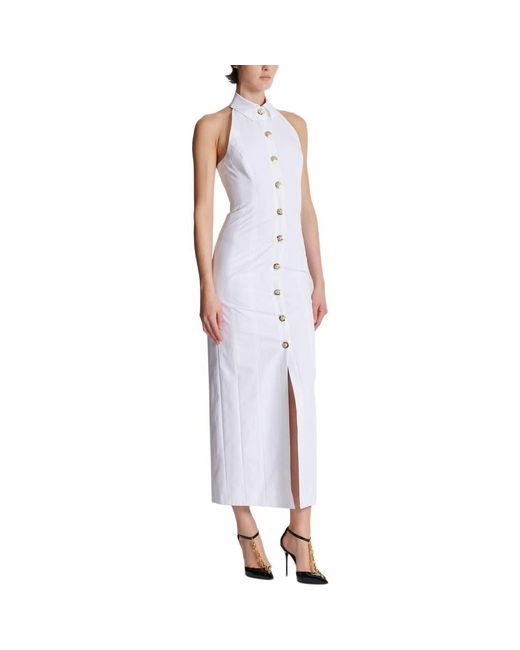 Balmain Bodycon Backless Poplin Dress in Purple | Lyst