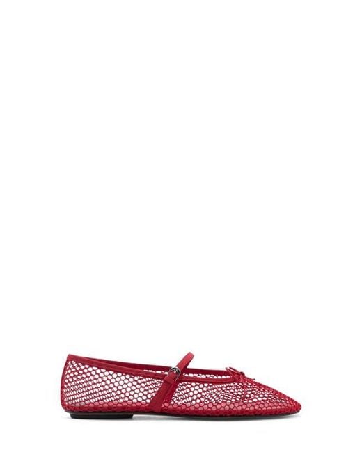 Mango Red Buckle Strap Fishnet Ballet Flat