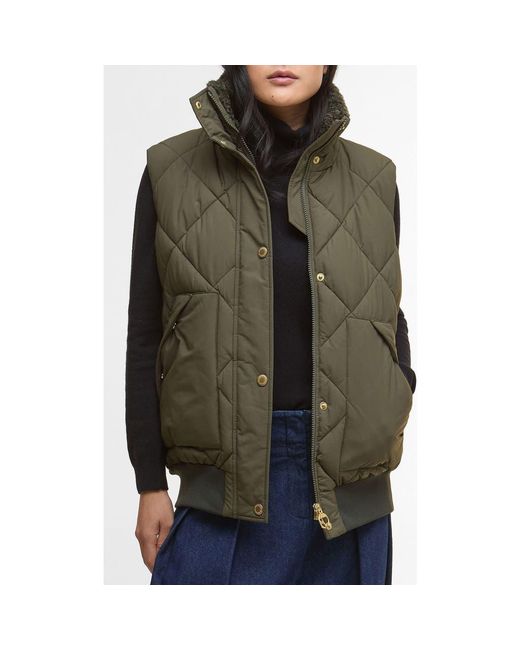 Barbour Green Becky Diamond Quilted Puffer Vest