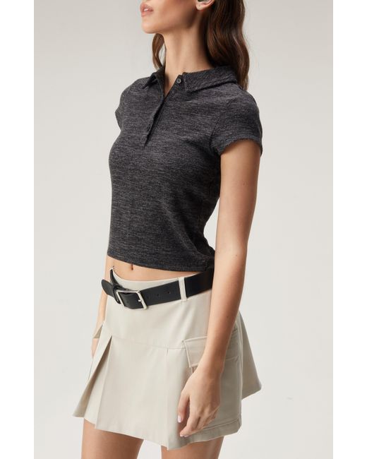 Nasty Gal Blue Fitted Crop Polo