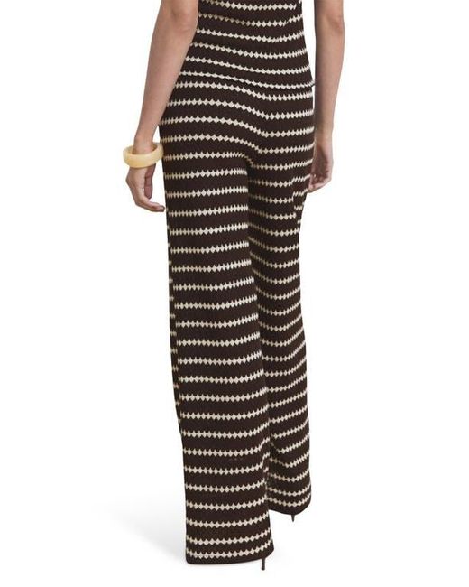 Mango Black Wavy Stripe Knit Pull-On Straight Leg Pants