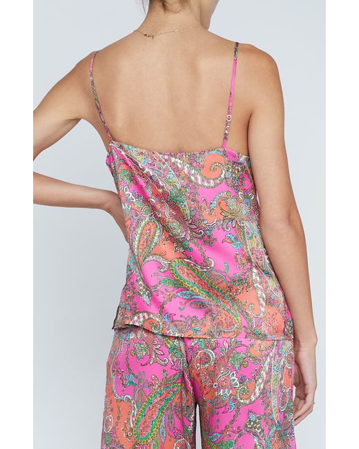 L'Agence Pink Jane Paisley Silk Camisole