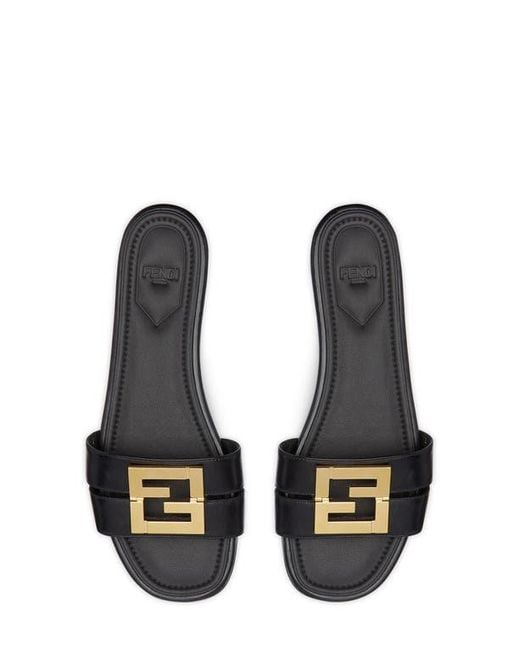Fendi Black Ffold Slide Sandal