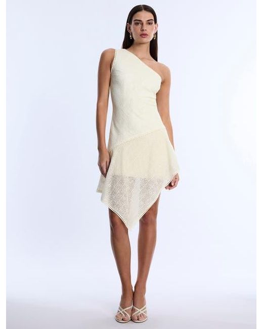 BCBGMAXAZRIA Women's White One Shoulder Dress