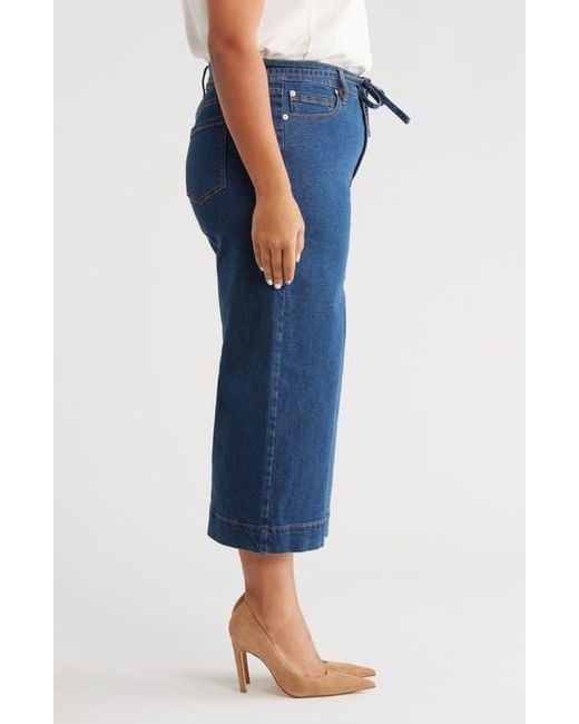 Anne Klein Blue Wide Leg Drawstring Jeans