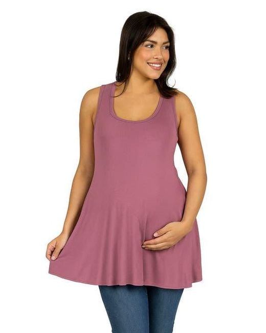24seven Comfort Apparel Purple Maternity Scoop Neck Sleeveless Tank Top