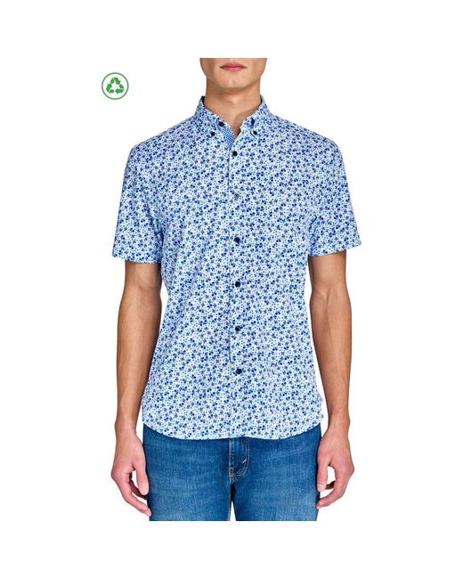 Con.struct Slim Fit Blueberry Floral Recycled 4-Way Stretch Performance Short Sleeve Shirt for men