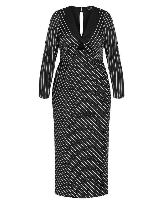 City Chic Lana Border Print Long Sleeve Maxi Dress in Black | Lyst