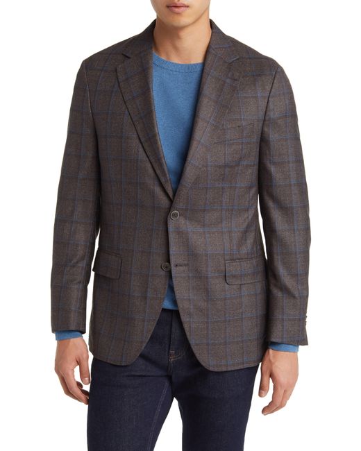 Peter Millar Gray Tailored Fit Windowpane Wool Sport Coat for men