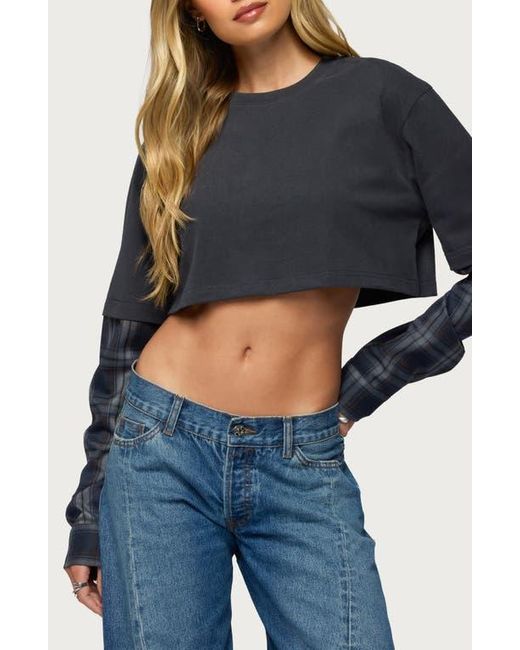 Edikted Blue Layered Crop Top