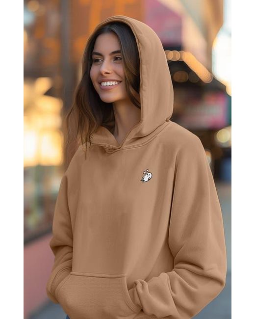 Alix Natural Heartly Ghost Midweight Fleece Relaxed Hooded Sweatshirt