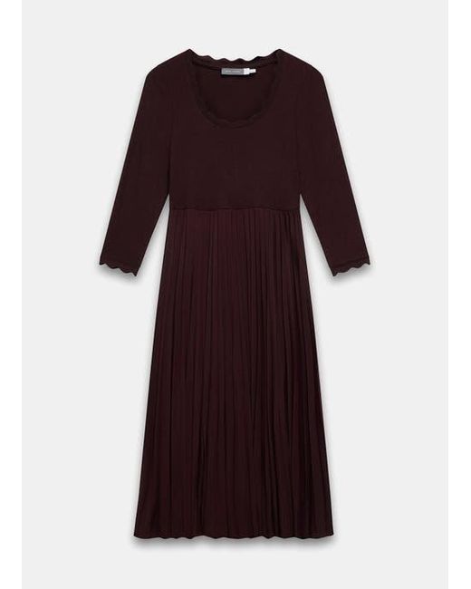 Mint Velvet Brown Scallop Trim Midi Dress