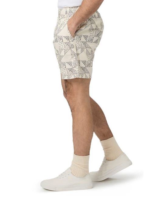 PAIGE Natural Elijah Geo Print Drawstring Shorts for men
