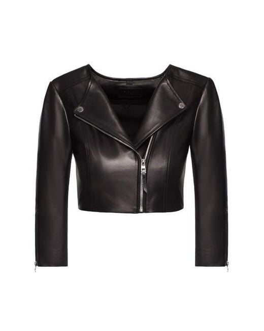 Rudsak Black Winni Cropped Leather Biker Jacket For