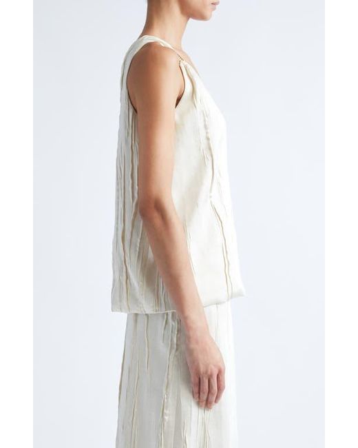 Brandon Maxwell White The Drew Deep V-Neck Satin Tank