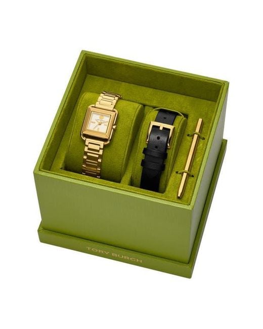 Tory Burch Metallic The Small Kira Square Bracelet Watch Set, 18Mm X 18Mm