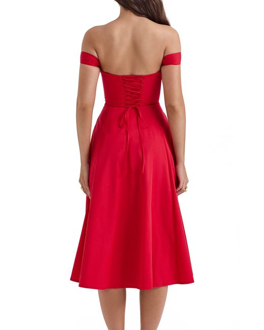 House Of Cb Red Saira Floral Lace-up Corset Cocktail Dress