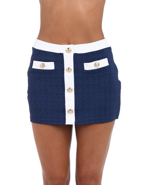 L'Agence Blue Coco Colorblock High Waist Cover-Up Skirt