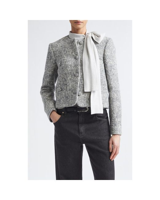 Eleventy Gray Collarless Wool Blend Jacket