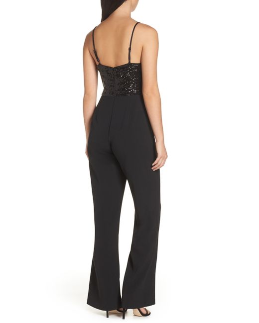 Eliza J Sequin Embellished Jumpsuit in Black - Save 76% - Lyst