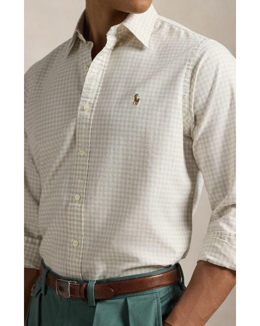 Polo Ralph Lauren Green Classic Fit Gingham Check Cotton Button-Down Oxford Shirt for men