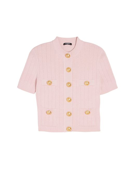Balmain Pink Four-pocket Short Sleeve Cardigan