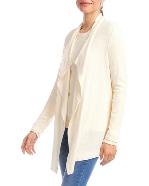 Karen Kane Natural Rib Draped Open Front Cardigan