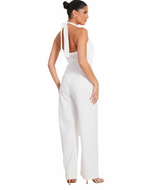 Quiz White Scuba Crepe Halter Jumpsuit