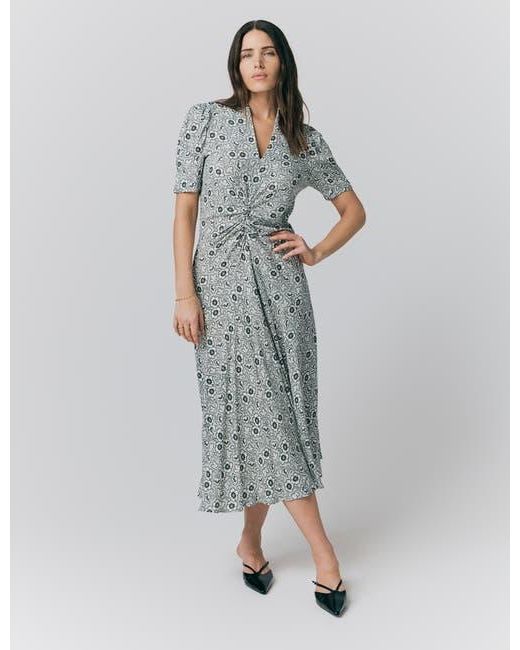 high neck open back midi dress High Neck Open Back Floral Dress Ivory / M (US 4)