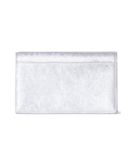 Akris Metallic Anouk Lizard Embossed Leather Envelope Wallet On A Chain
