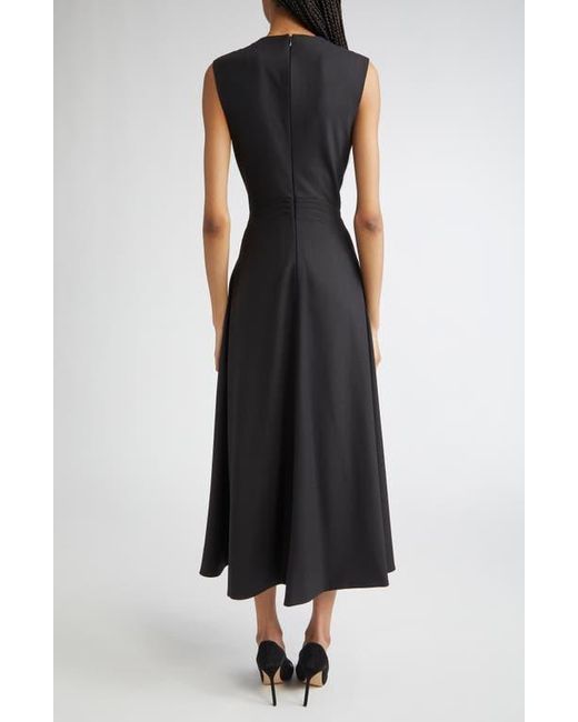 Lela Rose Women's Black Crystal Embroidered Stretch Twill A-Line Dress