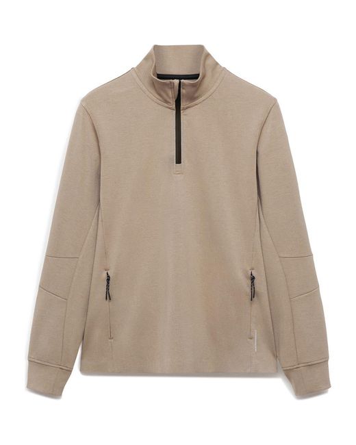 Mango Men's Natural Sudadera Comfort Stretch Quarter Zip Sweatshirt