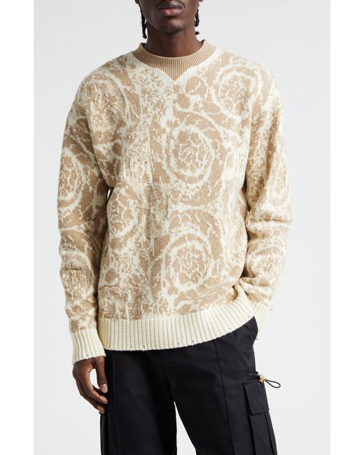 Versace Natural Barocco Virgin Wool Sweater for men