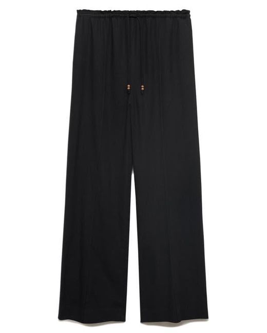 Mango Black Drawstring Waist Linen Blend Pants