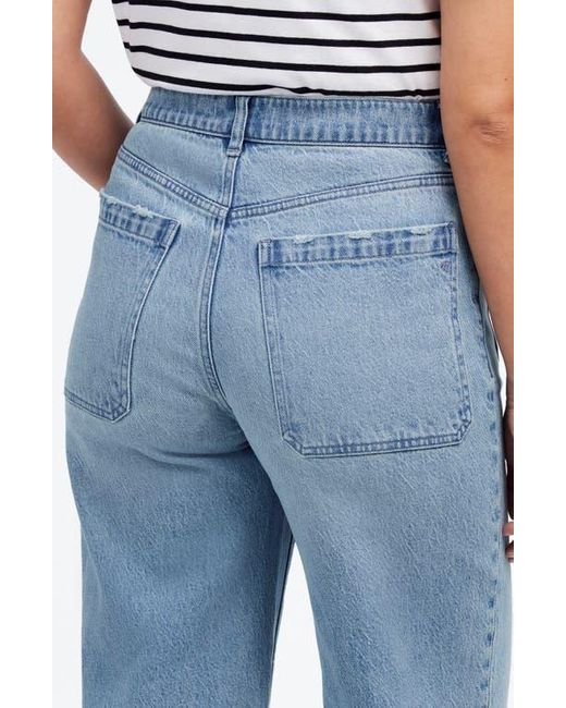 Madewell Blue The Emmett Release Hem Patch Pocket Wide Leg Jeans