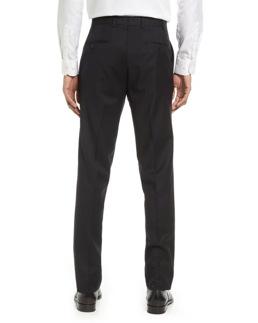 JB Britches Black Flat Front Wool Trousers for men