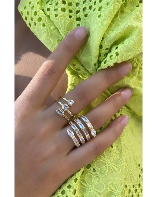 SHYMI Metallic Cubic Zirconia Bezel Wrap Ring