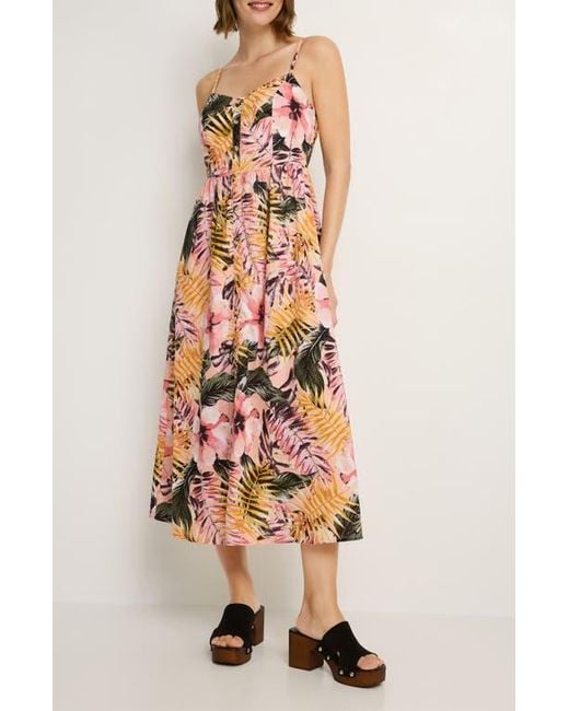 womens mini dresses Women's Dreaming of You Beige & Pink Floral Linen Blend Mini Dress | Size: M