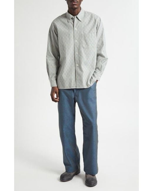 Beams Plus Gray Plaid Dobby Button-Down Shirt for men