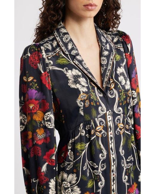 Farm Rio Black Roccoco Floral Minidress