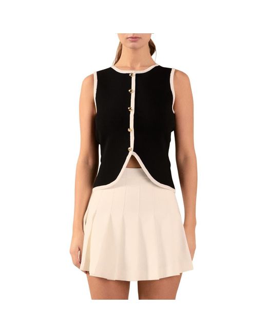 Endless Rose Black Contrast Knit Vest