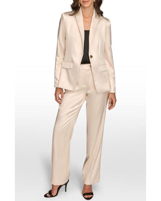 Donna Karan Natural Satin One-Button Blazer