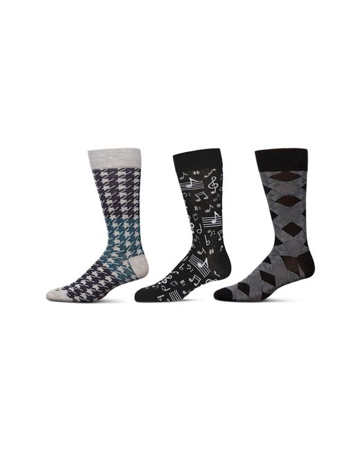 Memoi Black Hobby Assorted 3-Pack Crew Socks for men