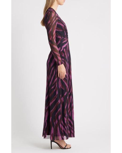 anne klein women's printed twist-front long-sleeve maxi dress Anne Klein Women's Printed Twist-Front Long-Sleeve Maxi Dress