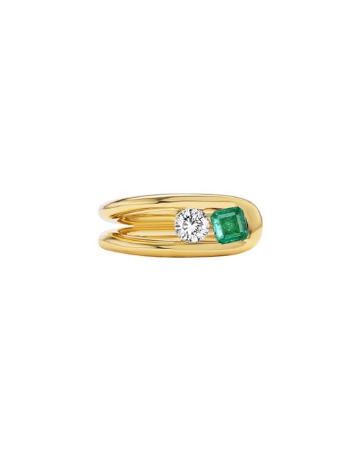 UNIFORM OBJECT Yellow Impact Emerald & Diamond Ring