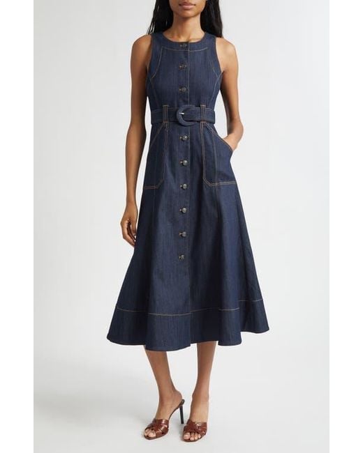 Cinq À Sept Blue Cezanne Denim Midi Dress