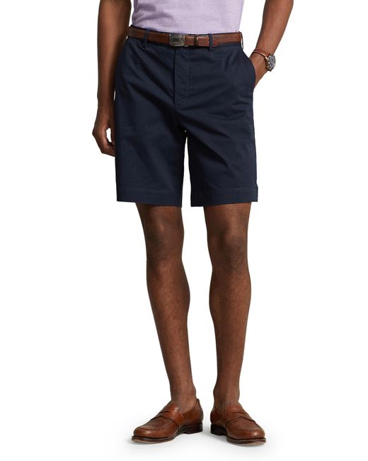 Polo Ralph Lauren Blue Flat Front Stretch Twill Chino Shorts for men