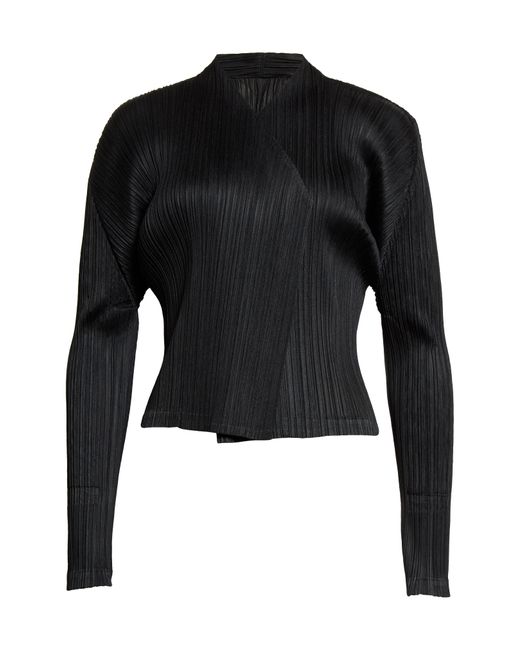Pleats Please Issey Miyake Black Monthly Colors December Pleated Cardigan