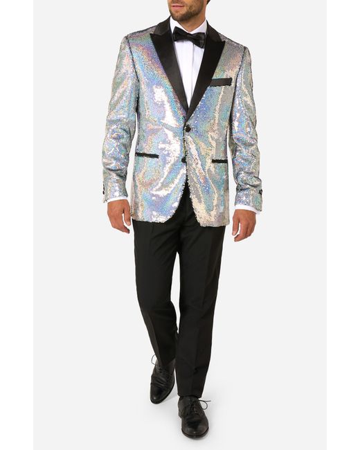Opposuits Gray Holographic Sequins Dinner Jacket for men